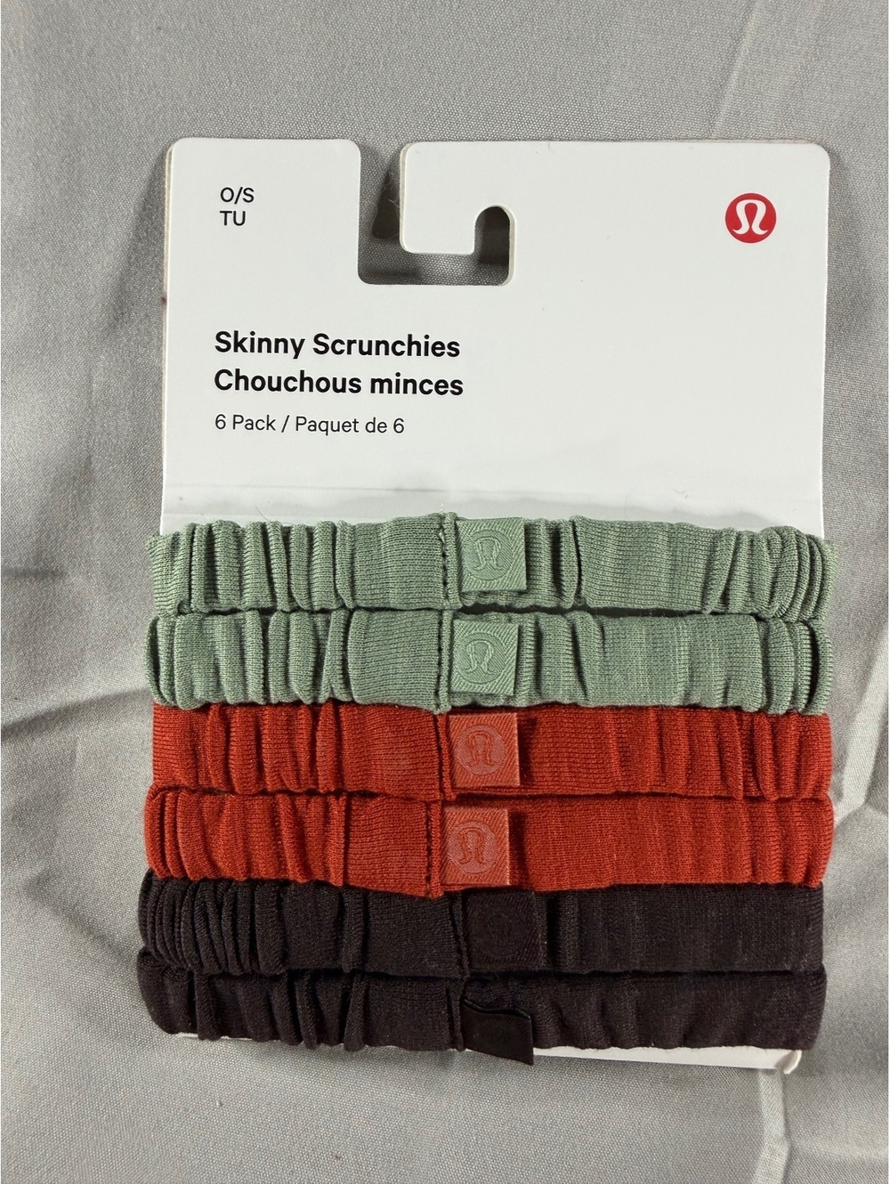Lululemon Skinny Scrunchies 6 Pack - Desert Green, Autumn Rust,& Sequoia  NWT